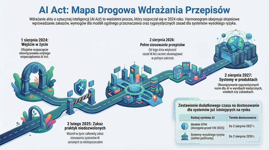 Road mapa wdrożenia AI Act w firmie: terminy, obowiązki i plan działań do 2027 r.